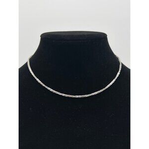 Vintage Silver Tone Brick Link Chain Minimalist Necklace